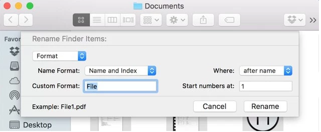 переименовать сразу несколько файлов вместе на Mac